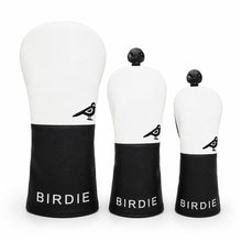 Lucky Birdie Golf Headcover Set, 3-Piece Driver Fairway Wood & Hybrid Club Covers, Black and White PU Leather Golf Accessories