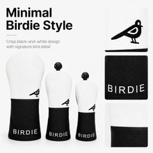 Lucky Birdie Golf Headcover Set, 3-Piece Driver Fairway Wood & Hybrid Club Covers, Black and White PU Leather Golf Accessories
