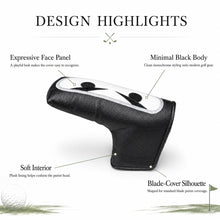 Lucky Birdie Golf Putter Cover, Black PU Synthetic Leather Golf Putter Headcover 1 Piece