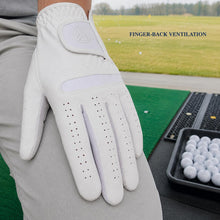 Lucky Men's White Left Hand Golf Glove for Right-Handed Golfers, Microfiber Practice Glove with Wrist Closure, Size 26 or 27, 1 Glove