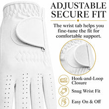 Lucky Birdie White Left-Hand Golf Glove for Men and Women, Synthetic Suede-Style PU, Breathable Perforated Fingers, Adjustable Wrist