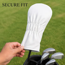 Lucky Day 4-Leaf Clover Golf Club Headcover, White & Green Embroidered PU Leather Protector for Driver, Fairway Wood or Hybrid, Single Size, Golf Course Style