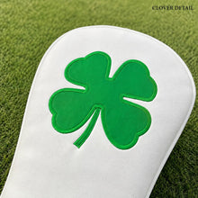 Lucky Day 4-Leaf Clover Golf Club Headcover, White & Green Embroidered PU Leather Protector for Driver, Fairway Wood or Hybrid, Single Size, Golf Course Style