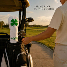 Lucky Day 4-Leaf Clover Golf Club Headcover, White & Green Embroidered PU Leather Protector for Driver, Fairway Wood or Hybrid, Single Size, Golf Course Style