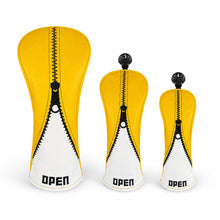 Lucky Birdie Golf Club Head Covers Set - Zipper-Style Yellow & White Covers for Driver, Fairway Wood, Hybrid - 3-Piece Set & Single Options