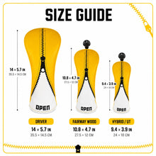 Lucky Birdie Golf Club Head Covers Set - Zipper-Style Yellow & White Covers for Driver, Fairway Wood, Hybrid - 3-Piece Set & Single Options
