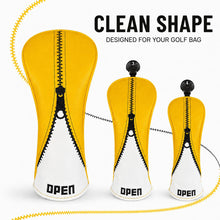 Lucky Birdie Golf Club Head Covers Set - Zipper-Style Yellow & White Covers for Driver, Fairway Wood, Hybrid - 3-Piece Set & Single Options