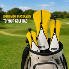 Lucky Birdie Golf Club Head Covers Set - Zipper-Style Yellow & White Covers for Driver, Fairway Wood, Hybrid - 3-Piece Set & Single Options