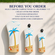 Lucky Birdie White Tropical Palm Tree Golf Headcover for Driver, Fairway Wood or Hybrid / UT, Embroidered Beach Design, Single Selected Option