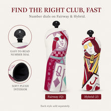 Lucky Birdie Playing Card Golf Headcover for Driver Fairway Wood or Hybrid, King Queen Jack Printed White PU Leather, Each Sold Separately
