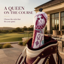 Lucky Birdie Playing Card Golf Headcover for Driver Fairway Wood or Hybrid, King Queen Jack Printed White PU Leather, Each Sold Separately