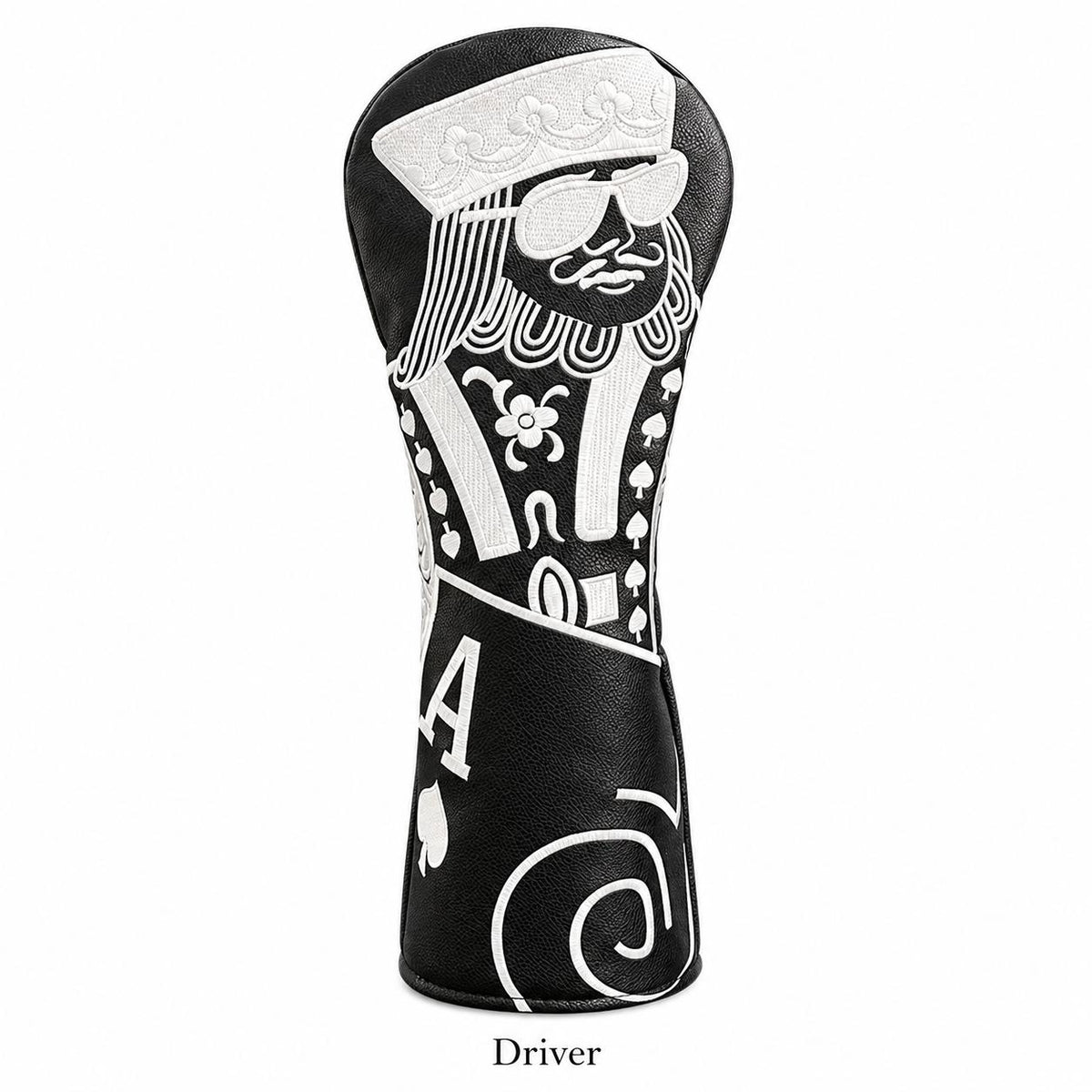 Black & White Playing Card Golf Driver Headcover, Golf Club Head Cover, Protective Driver Cover for Men Women, Funny Poker Design Golf Accessories