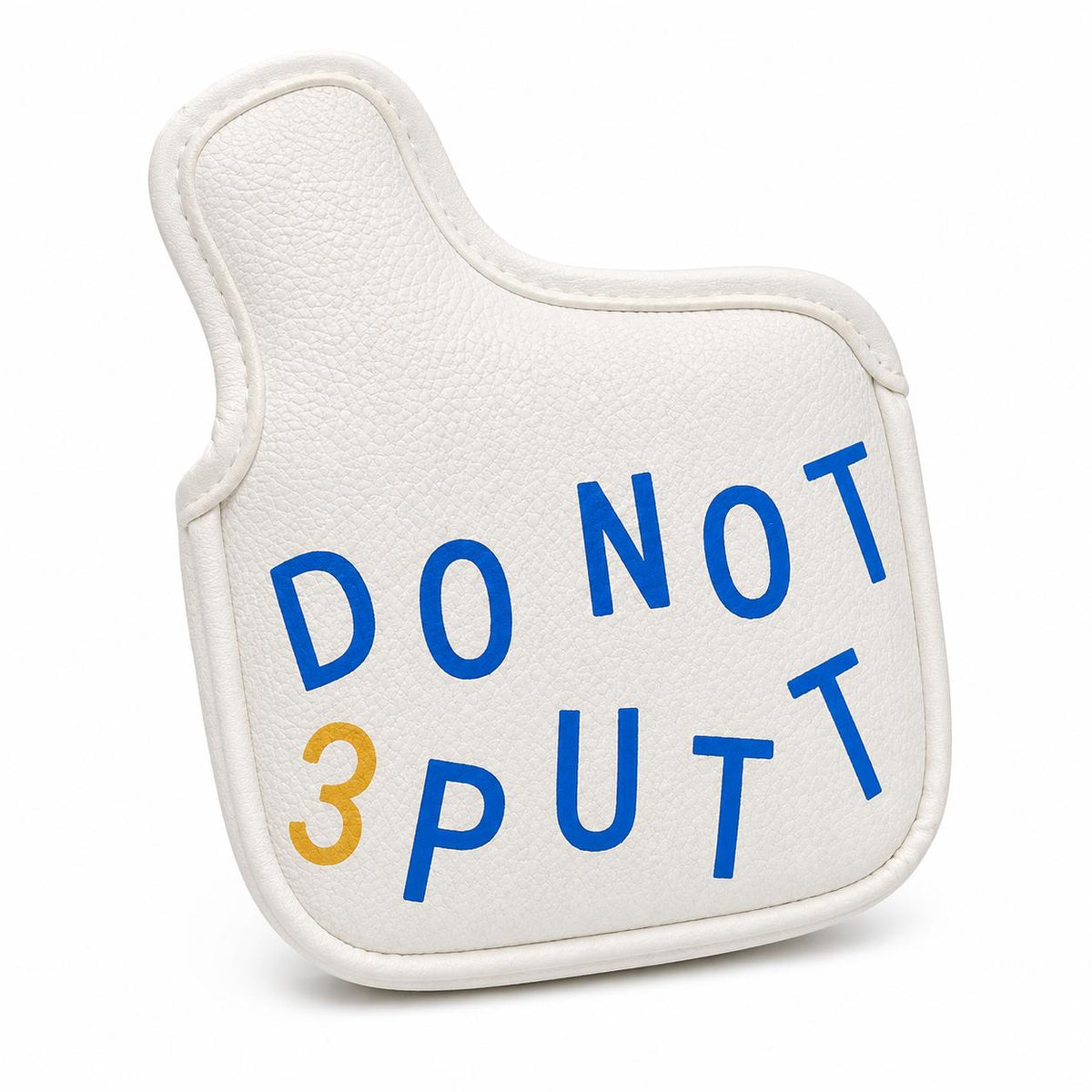 Lucky Birdie Do Not 3 Putt Mallet Putter Cover, White Blue Yellow Lucky Golf Putter Headcover with Hook-and-Loop Closure