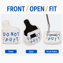 Lucky Birdie Do Not 3 Putt Mallet Putter Cover, White Blue Yellow Lucky Golf Putter Headcover with Hook-and-Loop Closure