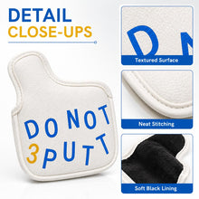 Lucky Birdie Do Not 3 Putt Mallet Putter Cover, White Blue Yellow Lucky Golf Putter Headcover with Hook-and-Loop Closure