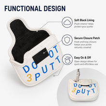 Lucky Birdie Do Not 3 Putt Mallet Putter Cover, White Blue Yellow Lucky Golf Putter Headcover with Hook-and-Loop Closure