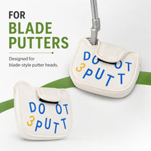 Lucky Birdie Do Not 3 Putt Mallet Putter Cover, White Blue Yellow Lucky Golf Putter Headcover with Hook-and-Loop Closure