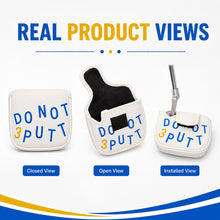 Lucky Birdie Do Not 3 Putt Mallet Putter Cover, White Blue Yellow Lucky Golf Putter Headcover with Hook-and-Loop Closure