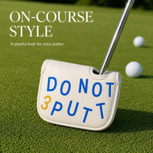 Lucky Birdie Do Not 3 Putt Mallet Putter Cover, White Blue Yellow Lucky Golf Putter Headcover with Hook-and-Loop Closure
