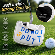 Lucky Birdie Do Not 3 Putt Mallet Putter Cover, White Blue Yellow Lucky Golf Putter Headcover with Hook-and-Loop Closure