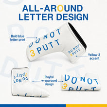 Lucky Birdie Putter Cover, White Blue Yellow Golf Putter Headcover with Hook-and-Loop Closure