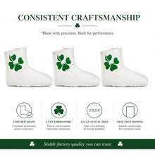 Lucky Birdie Clover Blade Golf Putter Cover, White & Green 4-Leaf Clover Design, PU Leather Golf Club Headcover