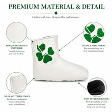 Lucky Birdie Clover Blade Golf Putter Cover, White & Green 4-Leaf Clover Design, PU Leather Golf Club Headcover