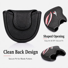 Lucky Birdie Putter Cover, Black Funny Shark Golf Putter Headcover with Red Eyes, PU Leather Golf Club Cover