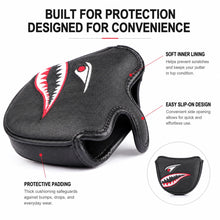 Lucky Birdie Putter Cover, Black Funny Shark Golf Putter Headcover with Red Eyes, PU Leather Golf Club Cover