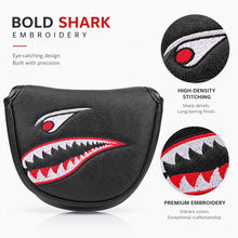 Lucky Birdie Putter Cover, Black Funny Shark Golf Putter Headcover with Red Eyes, PU Leather Golf Club Cover