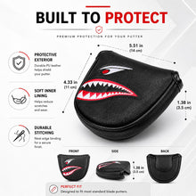 Lucky Birdie Putter Cover, Black Funny Shark Golf Putter Headcover with Red Eyes, PU Leather Golf Club Cover