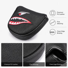 Lucky Birdie Putter Cover, Black Funny Shark Golf Putter Headcover with Red Eyes, PU Leather Golf Club Cover