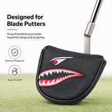 Lucky Birdie Putter Cover, Black Funny Shark Golf Putter Headcover with Red Eyes, PU Leather Golf Club Cover