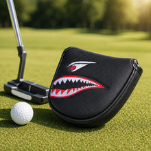 Lucky Birdie Putter Cover, Black Funny Shark Golf Putter Headcover with Red Eyes, PU Leather Golf Club Cover