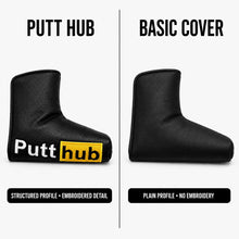Lucky Birdie Black Yellow Putt Hub Magnetic Blade Golf Putter Headcover, Embroidered PU Synthetic Leather Protective Golf Club Cover for Men and Women