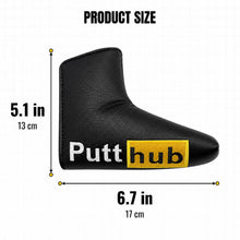 Lucky Birdie Black Yellow Putt Hub Magnetic Blade Golf Putter Headcover, Embroidered PU Synthetic Leather Protective Golf Club Cover for Men and Women