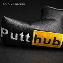 Lucky Birdie Black Yellow Putt Hub Magnetic Blade Golf Putter Headcover, Embroidered PU Synthetic Leather Protective Golf Club Cover for Men and Women
