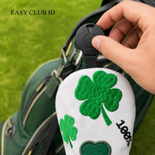 100% Lucky 4-Leaf Clover Golf Headcover - White Green Embroidered PU Leather Cover for Driver, Fairway Wood or Hybrid UT, Single Golf Accessory Equipment Supplement