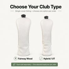 Lucky Golf Headcover for Fairway Wood Hybrid UT, White Textured Golf Club Head Cover with Club Identifier Tag, Single Cover Options