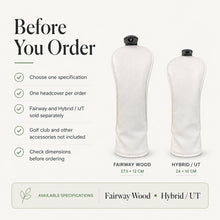 Lucky Golf Headcover for Fairway Wood Hybrid UT, White Textured Golf Club Head Cover with Club Identifier Tag, Single Cover Options