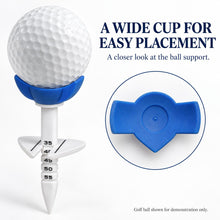 Lucky Birdie 4 Pack Adjustable Height Golf Tees with Alignment Guide, 35-55mm Reusable Plastic Limit Tees with Wide Ball Cup, Consistent Tee Height Set for Driving Range Practice