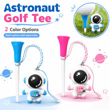 Astronaut Golf Tee with Braided Retrieval Cord, 83mm / 3.27in Wide Cup Practice Tee with Cartoon Charm, Blue or Pink Single Selected Option