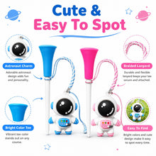 Astronaut Golf Tee with Braided Retrieval Cord, 83mm / 3.27in Wide Cup Practice Tee with Cartoon Charm, Blue or Pink Single Selected Option