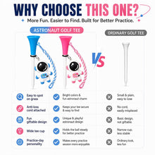 Astronaut Golf Tee with Braided Retrieval Cord, 83mm / 3.27in Wide Cup Practice Tee with Cartoon Charm, Blue or Pink Single Selected Option