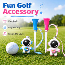 Astronaut Golf Tee with Braided Retrieval Cord, 83mm / 3.27in Wide Cup Practice Tee with Cartoon Charm, Blue or Pink Single Selected Option