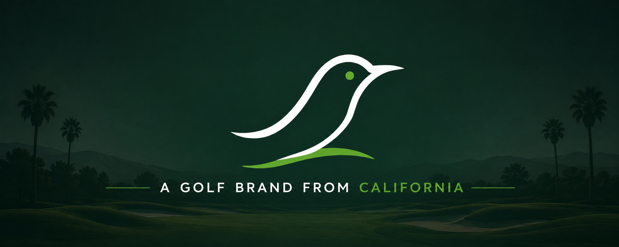 Lucky Birdie mark above a California golf landscape